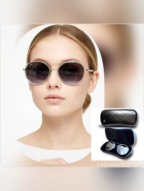 NWT Authentic CHANEL 4228-Q Silver Round Aviator Mirrored Sunglasses With Case